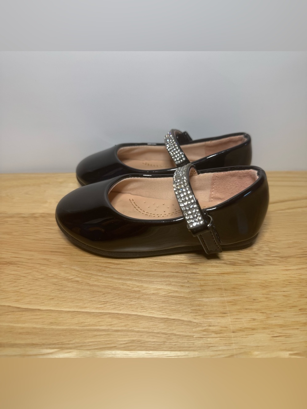 Link Comfort Toddler Girls 5 Black Sequin Strap Flats Dress Shoes Sparkle Formal